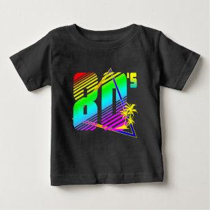 T-shirt Pour Bébé Palmiers au coucher du soleil des années 80 coloré