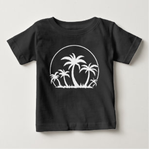 T-shirt Pour Bébé Palmiers et coucher de soleil en blanc