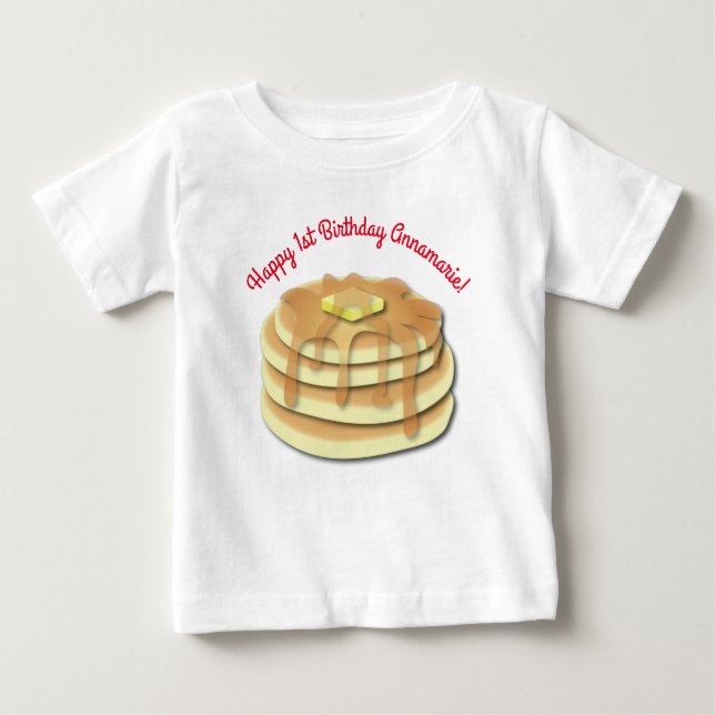T-shirt Pour Bébé Pancake Anniversaire Fête Flapjack Cute Enfants (Devant)