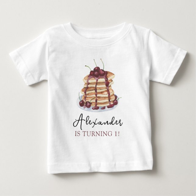 T-shirt Pour Bébé Pancakes aquarelle fête d'anniversaire (Devant)