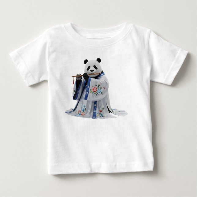 T-shirt Pour Bébé Panda 3D en Hanfu traditionnel chinois (Devant)