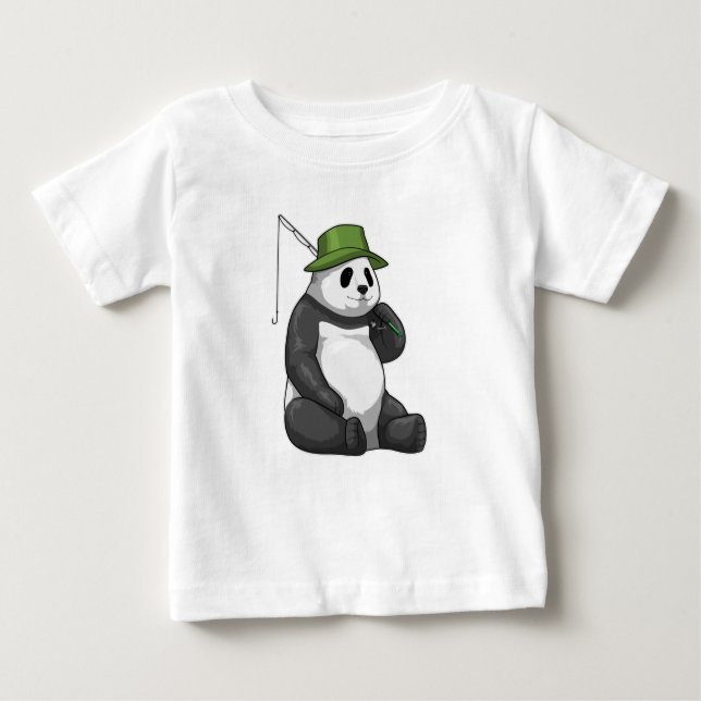 T-shirt Pour Bébé Panda à la pêche avec canne à pêche (Devant)