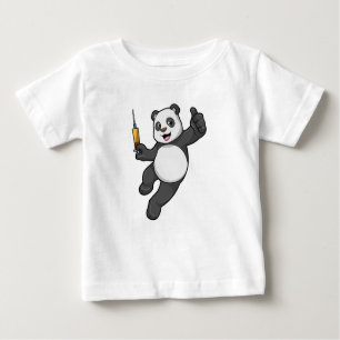 T-shirt Pour Bébé Panda à la vaccination avec seringue