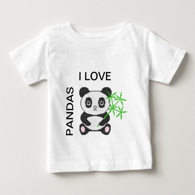T-shirt Pour Bébé Panda à points croisés drôle (Devant)