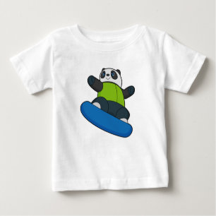 T-shirt Pour Bébé Panda a Snowboarder