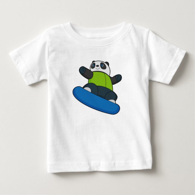 T-shirt Pour Bébé Panda a Snowboarder (Devant)