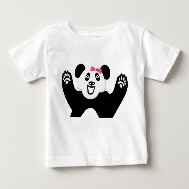 T-shirt Pour Bébé Panda adorable avec Bow rose (Devant)