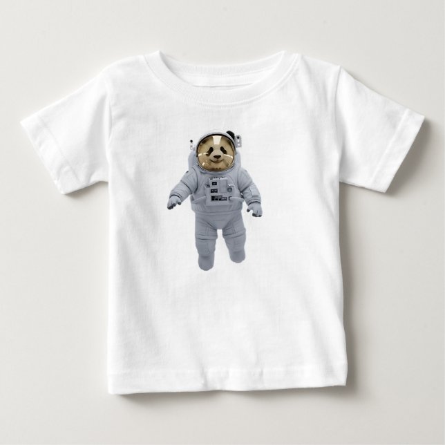 T-shirt Pour Bébé Panda astronaute flottant dans la station spatiale (Devant)