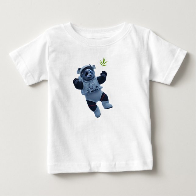T-shirt Pour Bébé Panda Astronaute Flottant dans une Station Spatial (Devant)