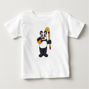 T-shirt Pour Bébé Panda at hockey with hockey bat