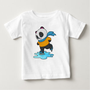 T-shirt Pour Bébé Panda au patinage sur glace avec patins sur glace 