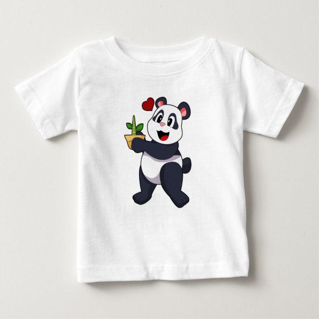 T-shirt Pour Bébé Panda avec fleur de bambou (Devant)
