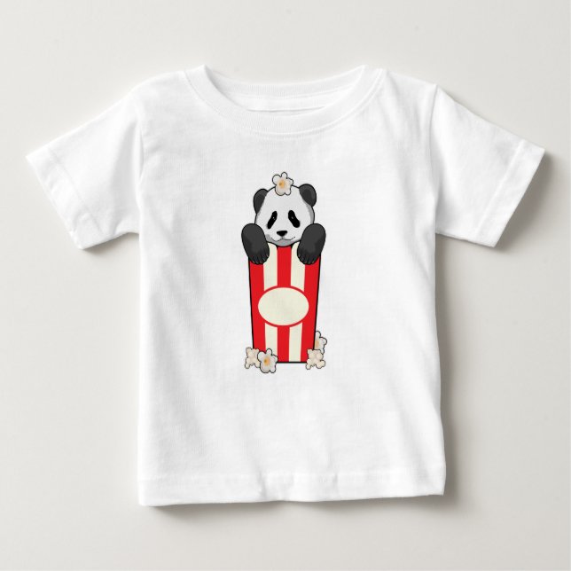 T-shirt Pour Bébé Panda avec Popcorn (Devant)