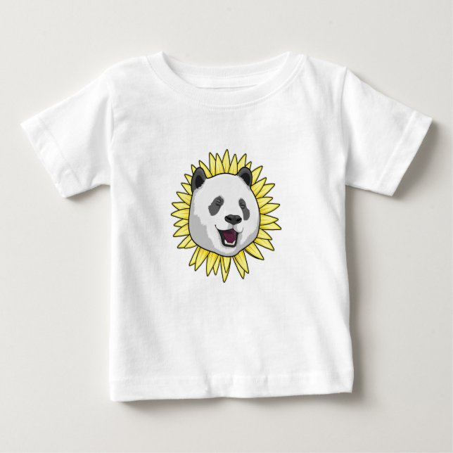 T-shirt Pour Bébé Panda avec tournesol (Devant)