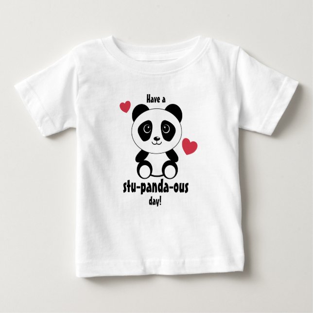 T-shirt Pour Bébé Panda Bébé Cute En Hiver Gris Neige (Devant)