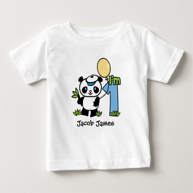T-shirt Pour Bébé Panda Boy 1er anniversaire (Devant)