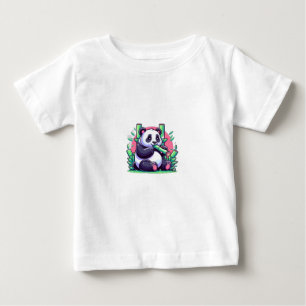 T-shirt Pour Bébé Panda Cartoon Mange Du Bambou