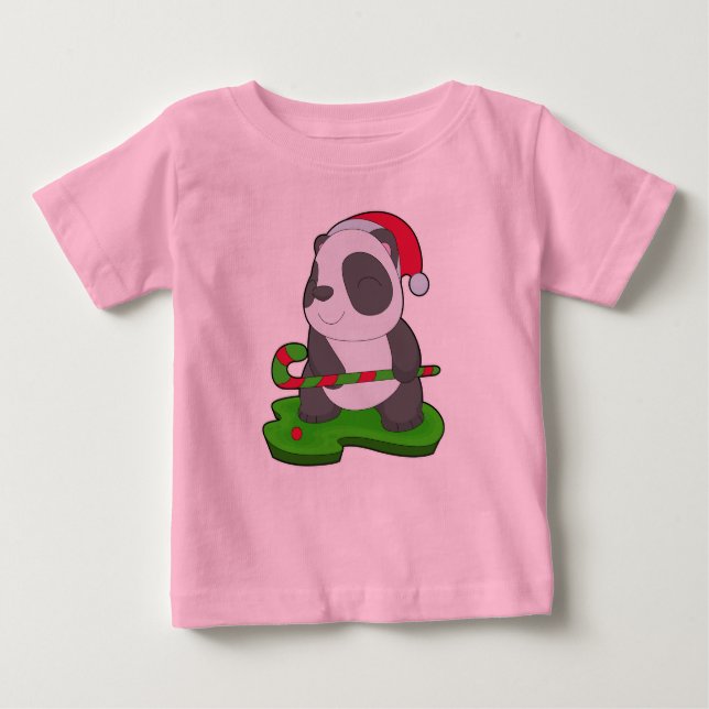 T-shirt Pour Bébé Panda Christmas Hockey (Devant)