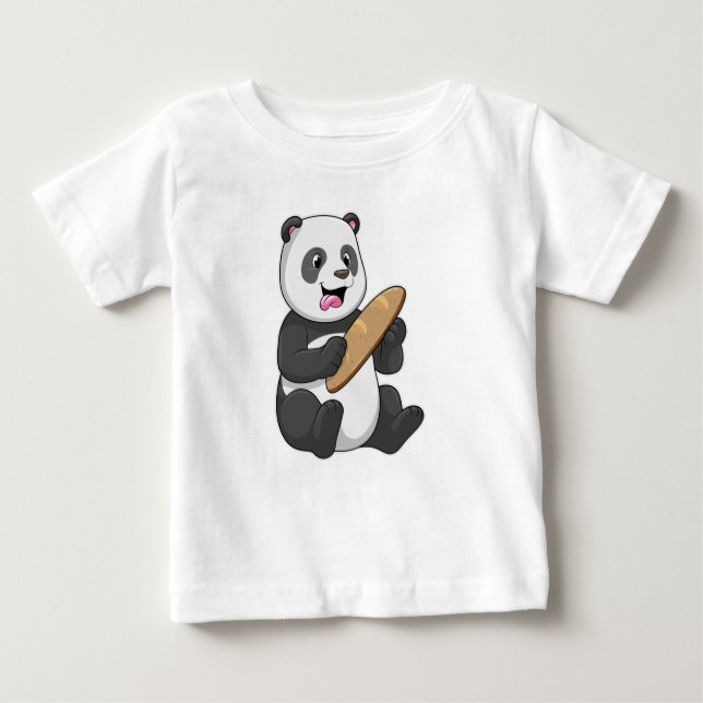 T-shirt Pour Bébé Panda comme boulanger avec pain (Devant)