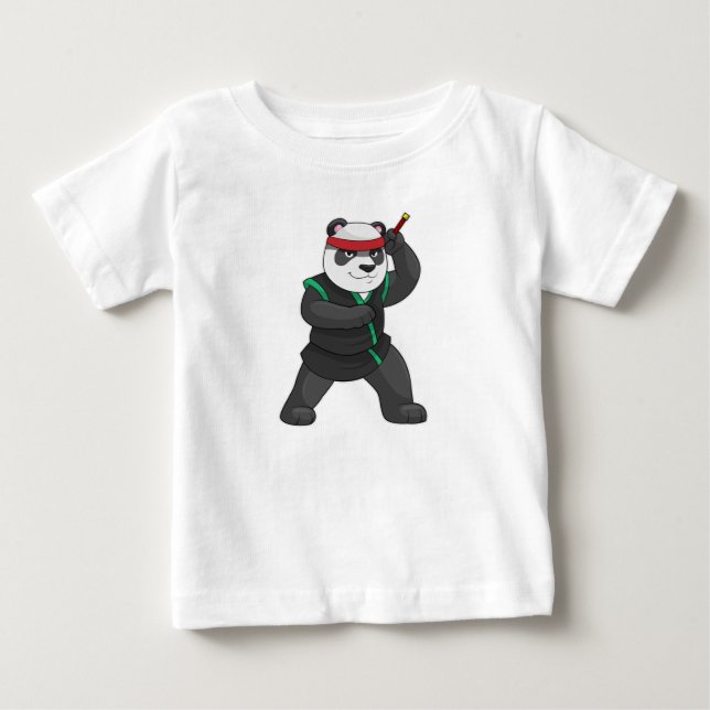 T-shirt Pour Bébé Panda comme Ninja en costume (Devant)