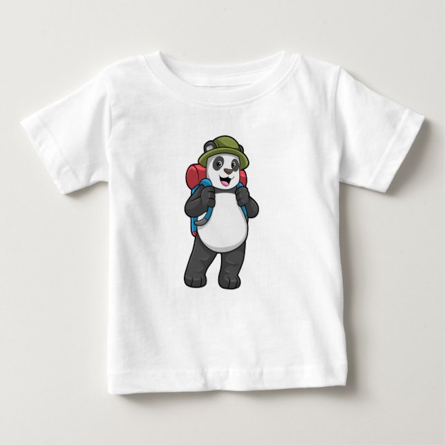T-shirt Pour Bébé Panda comme randonneur avec sac à dos (Devant)