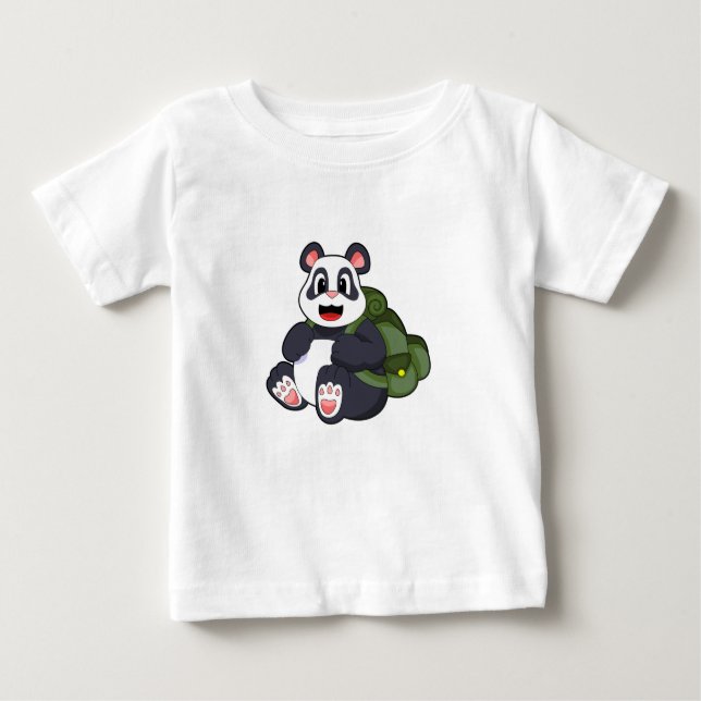 T-shirt Pour Bébé Panda comme randonneur avec sac à dos (Devant)