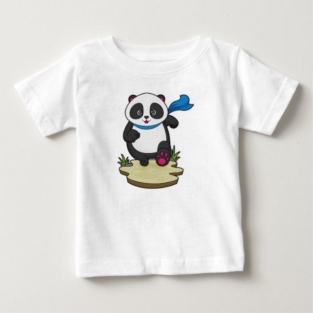T-shirt Pour Bébé Panda coureur avec Écarf (Devant)