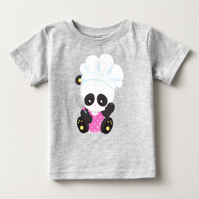 T-shirt Pour Bébé Panda cuisine, Panda Cuisine, Panda Cute, Whisk (Devant)