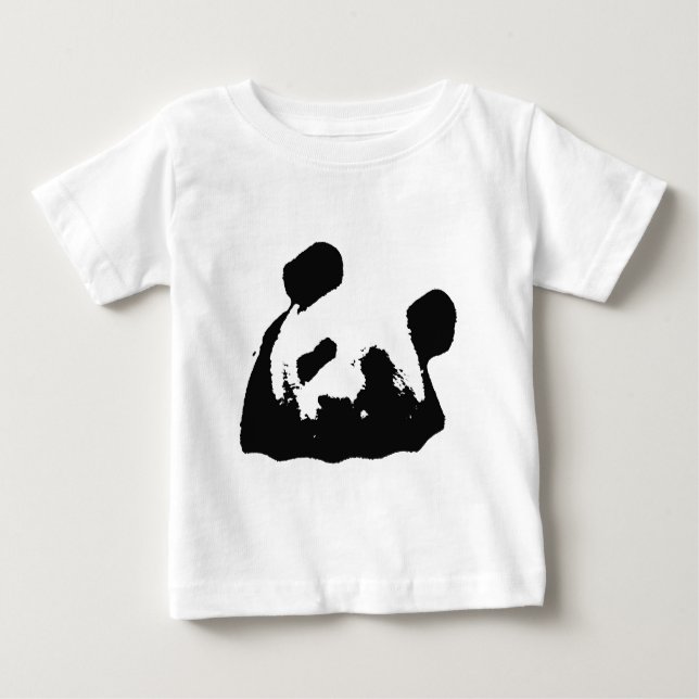 T-shirt Pour Bébé Panda d'art noir blanc (Devant)