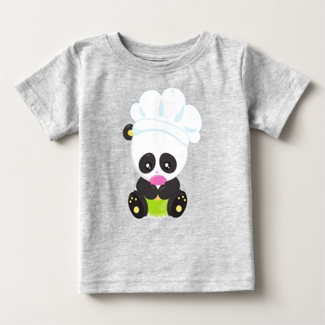 T-shirt Pour Bébé Panda De cuisine, Panda De Cuisson, Panda Avec Don (Devant)