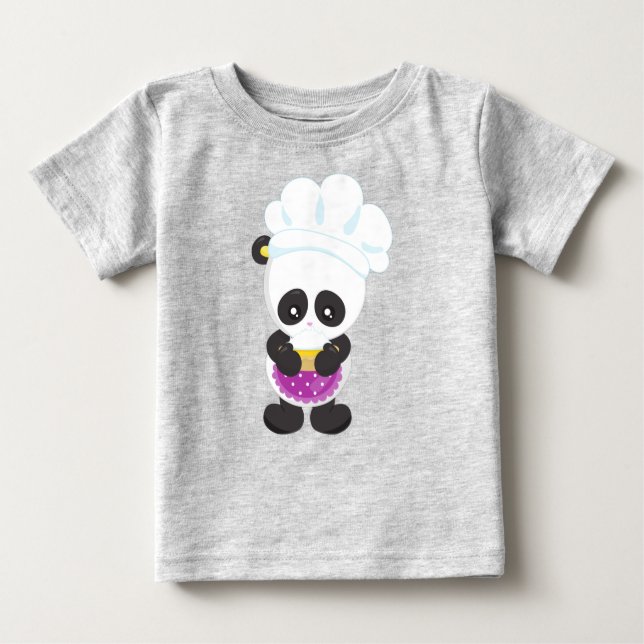T-shirt Pour Bébé Panda De cuisine, Panda De Cuisson, Panda Avec Tar (Devant)