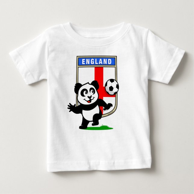 T-shirt Pour Bébé Panda de football anglais (chemises légères) (Devant)