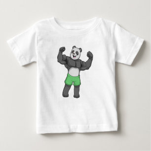 T-shirt Pour Bébé Panda en Bodybuilder au Bodybuilding