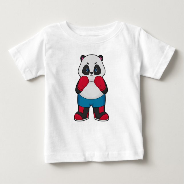 T-shirt Pour Bébé Panda en boîte avec gants de boxe (Devant)