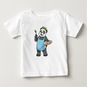 T-shirt Pour Bébé Panda en peintre avec pinceau et couleur
