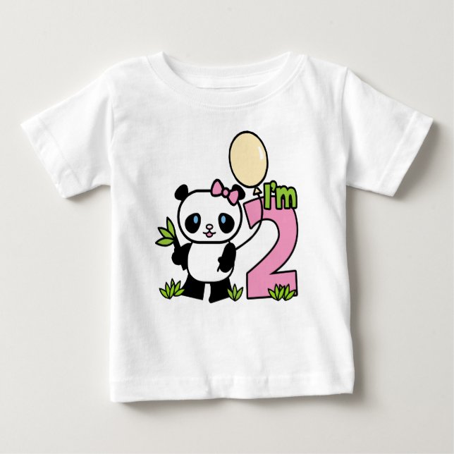 T-shirt Pour Bébé Panda Girl 2e anniversaire (Devant)