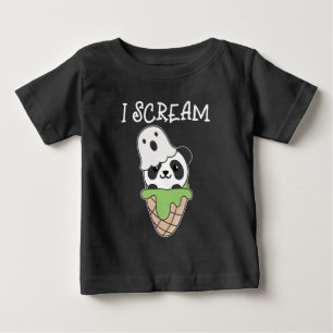 T-shirt Pour Bébé Panda Halloween Ghost I Scream Ice Cream Pun
