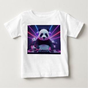 T-shirt Pour Bébé Panda Mignon DJ 3D en Boîte de Nuit Néon