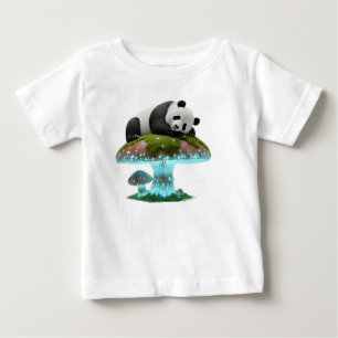 T-shirt Pour Bébé Panda Mystique Endormi sur un Champignon Luminesce