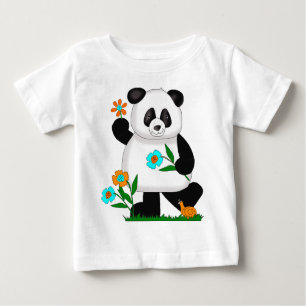 T-shirt Pour Bébé Panda pour bébé avec fleurs 2