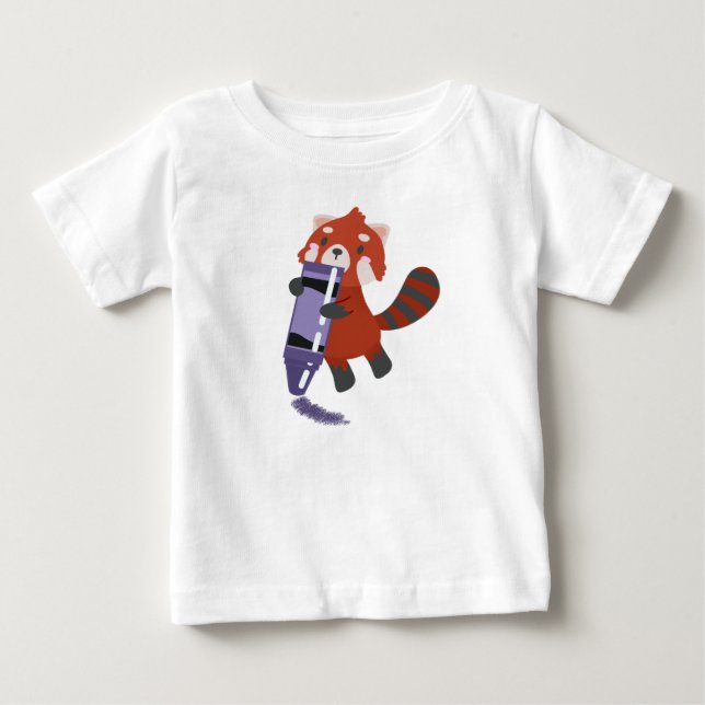 T-shirt Pour Bébé Panda rouge avec Crayon (Devant)