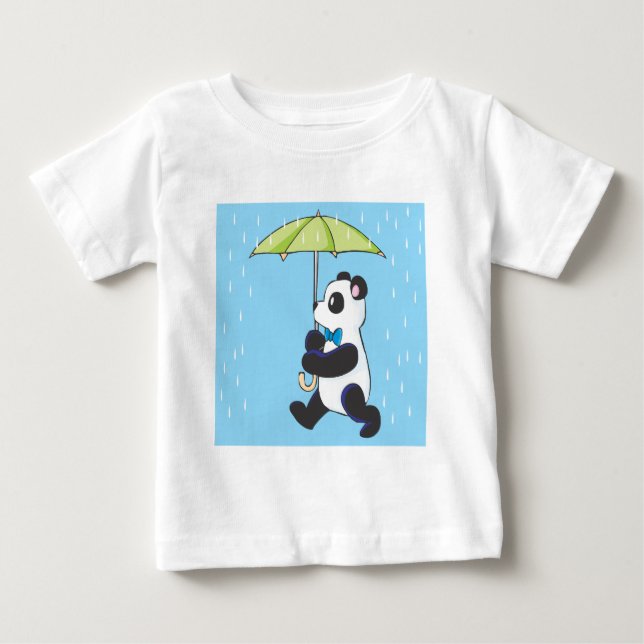 T-shirt Pour Bébé Panda sous la pluie (Devant)