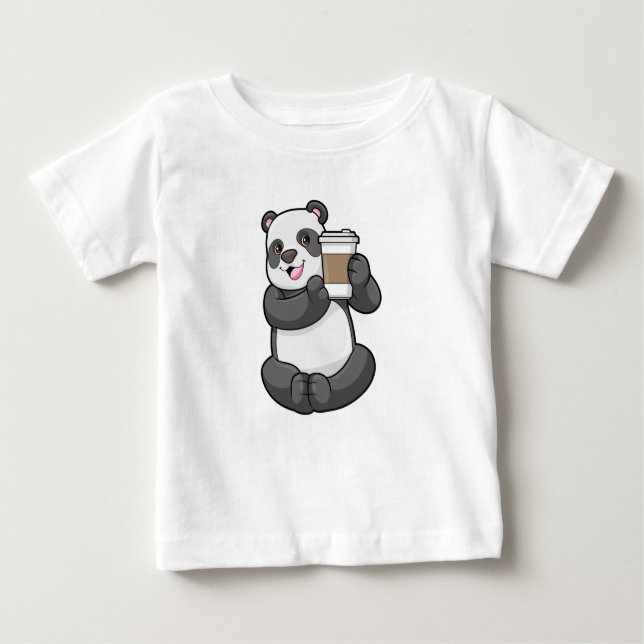 T-shirt Pour Bébé Panda with Coffee to go (Devant)