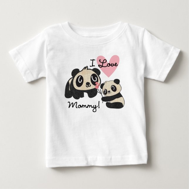 T-shirt Pour Bébé Pandas J'aime Maman (Devant)
