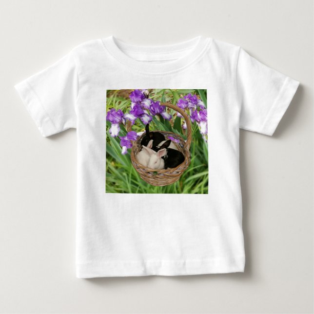 T-shirt Pour Bébé Panier adorable de bébés lapins (Devant)