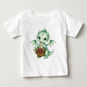 T-shirt Pour Bébé Panier de baies de bébé dragon de fantaisie mignon