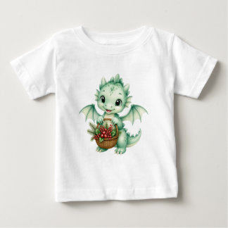 T-shirt Pour Bébé Panier de baies de bébé dragon de fantaisie mignon