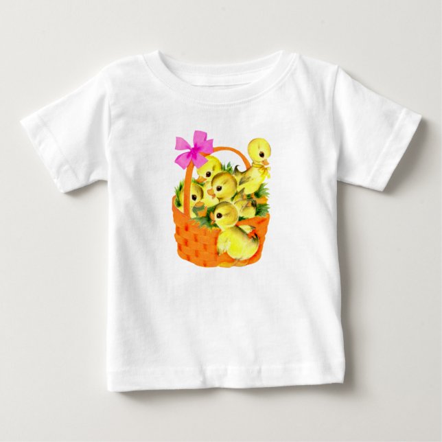 T-shirt Pour Bébé Panier de poussins (Devant)
