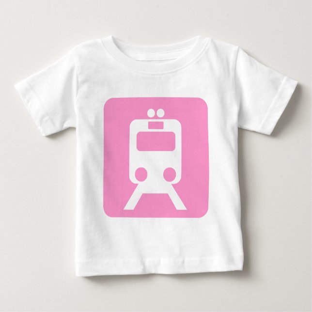 T-shirt Pour Bébé Panneau du train - Rose (Devant)