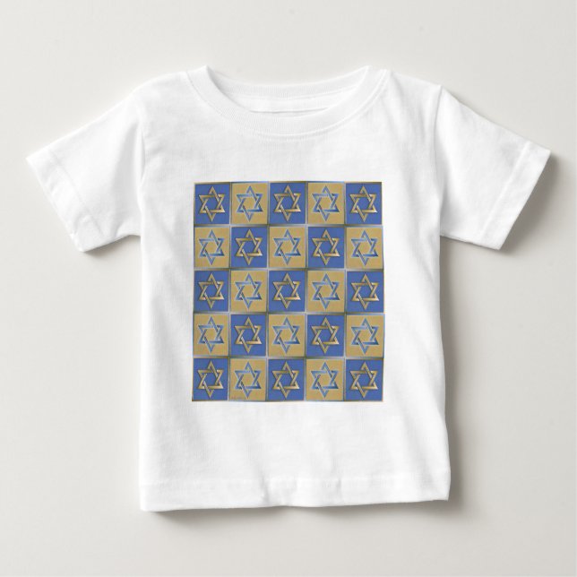 T-shirt Pour Bébé Panneaux d'art étoile de David bleu or (Devant)
